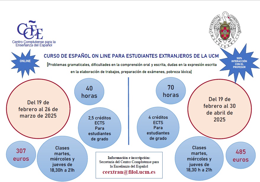 Cursos de español para  estudiantes extranjeros de la Facultad de Filología