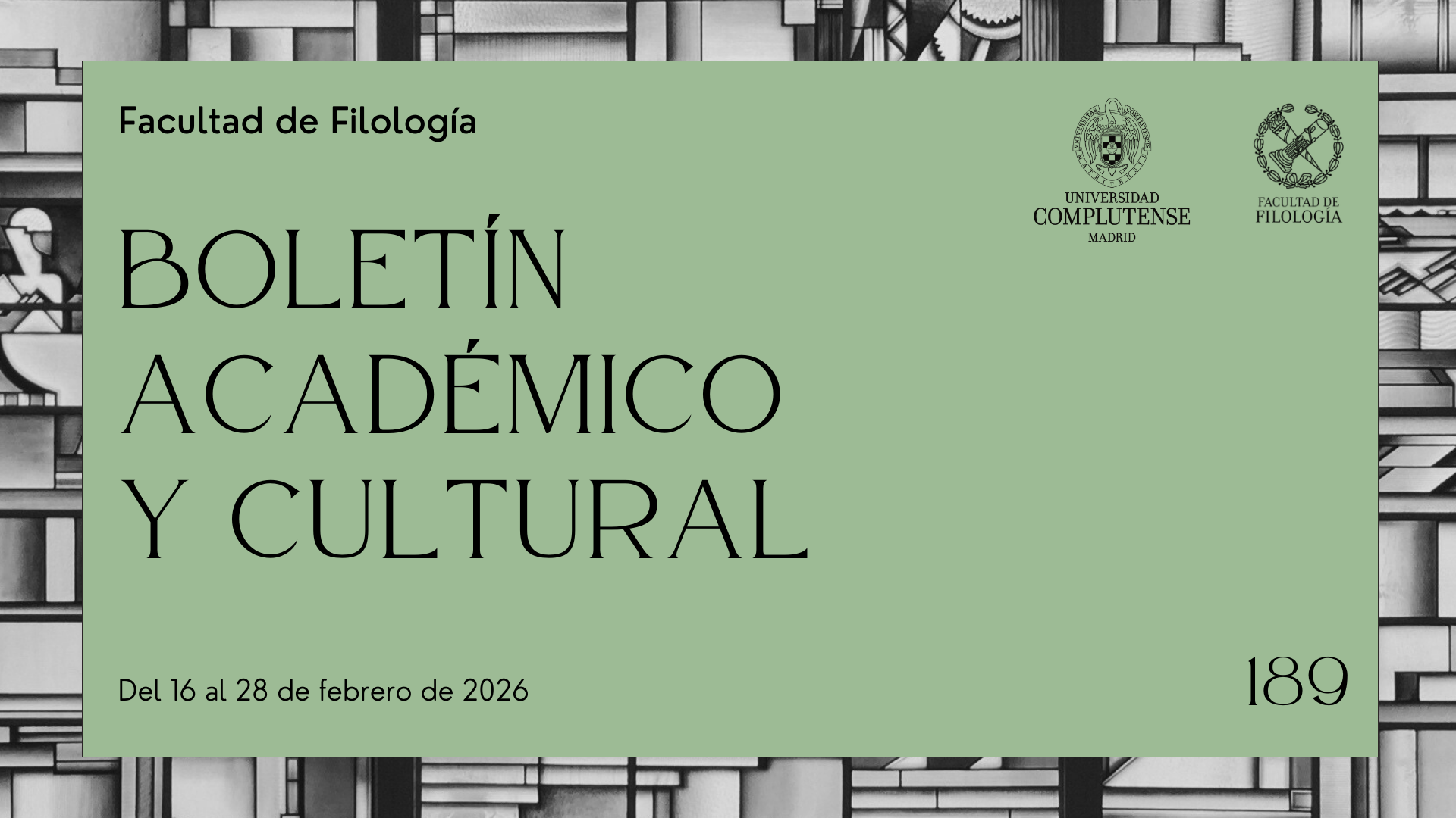 Boletín Académico y Cultural de la Facultad de Filología (nº 189)  