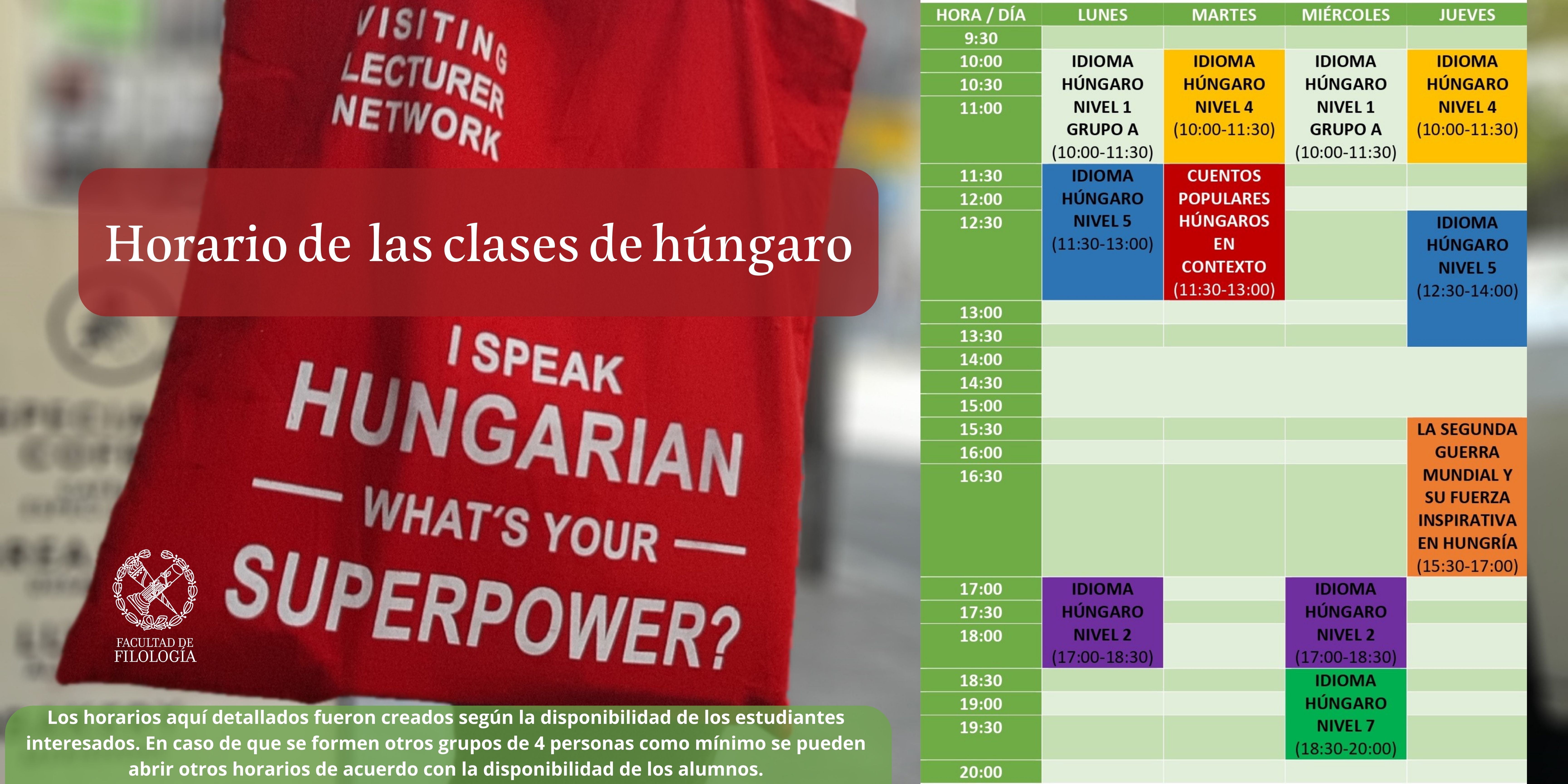 horario de las clases de húngaro 20212022 1er cuatrimestre